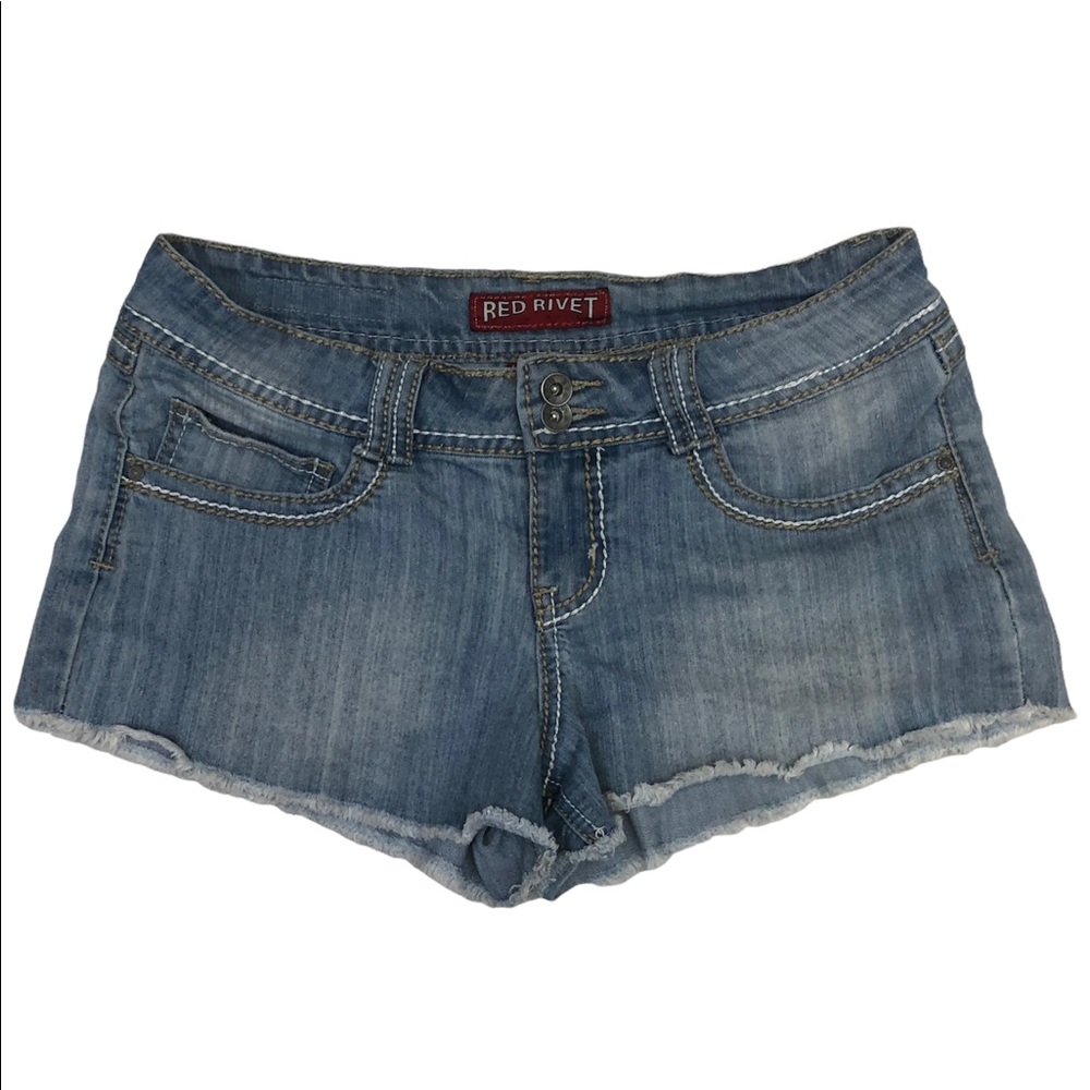 Red Rivet Jean Shorts